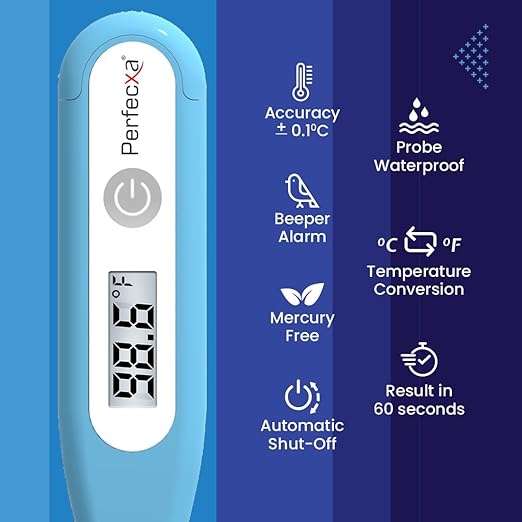 Perfecxa Thermometer VHS-0190A Waterproof Flexible Tip Digital Thermometer Quick Temperature Measurement