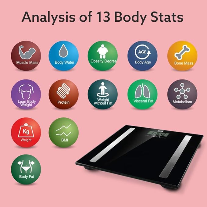 BPL Medical Technologies PWS-01 BT Bluetooth Enabled Weighing Machine and (BMI) (Black)