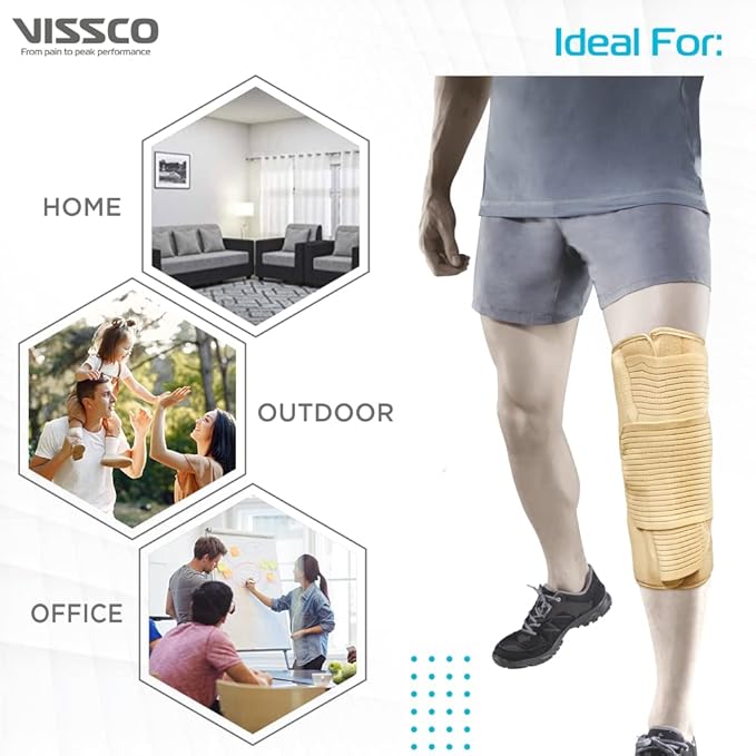 Vissco Knee Brace - Short Brace (Firm Support), Knee Support for Osteoarthritis of knee joint Pain, Relief Knee Stabilizer, Joint Injury, Knee Immobilizer