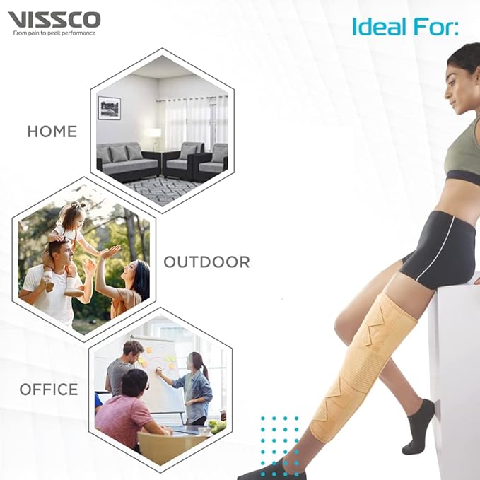 VISSCO Knee Brace - Long (Firm Support), Knee Support for Osteoarthritis of knee joint Pain, Relief Knee Stabilizer, Joint Injury, Knee Immobilizer