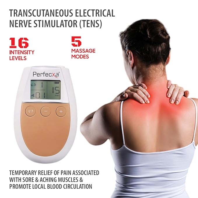Perfecxa TENS Electrical Nerve Stimulation Digital Massage Machine For Body Pain Relief Management Physiotherapy (With 5 Massage Modes & 16 Intensity Levels)