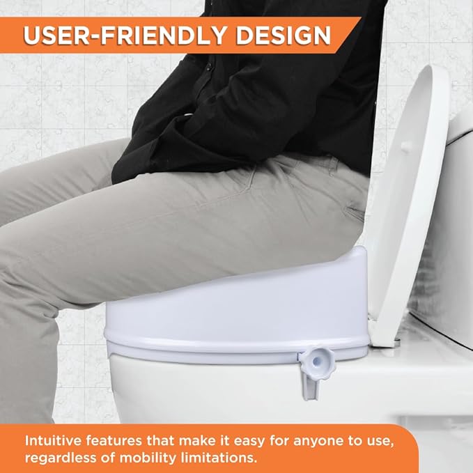 Vissco Comfort Commode Elevated Seat (6 Inch Height) Without Lid, Comfortable, Lightweight Portable Commode raiser - Universal