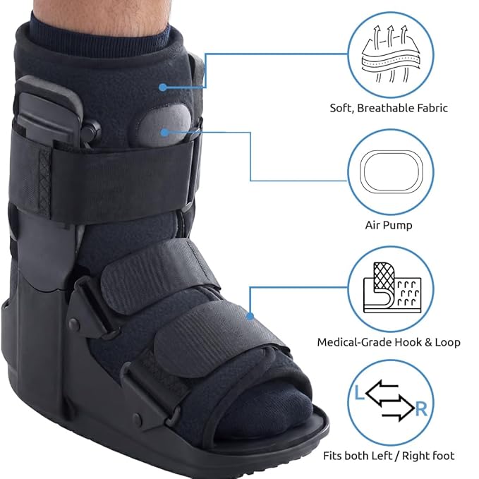 Vissco Pneumatic Walker Boot, Single Push Button - Short (Black)