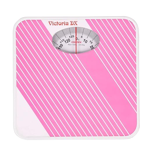 CROWN Victoria Deluxe Personal Weighing Scale For Human Body, Manual Analog Weighing Scale upto 130 kgs capacity (Pink)