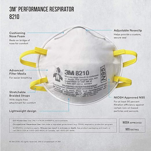 3M-8210 Health Care Particulate Protection Respirator and Surgical N95 Mask
