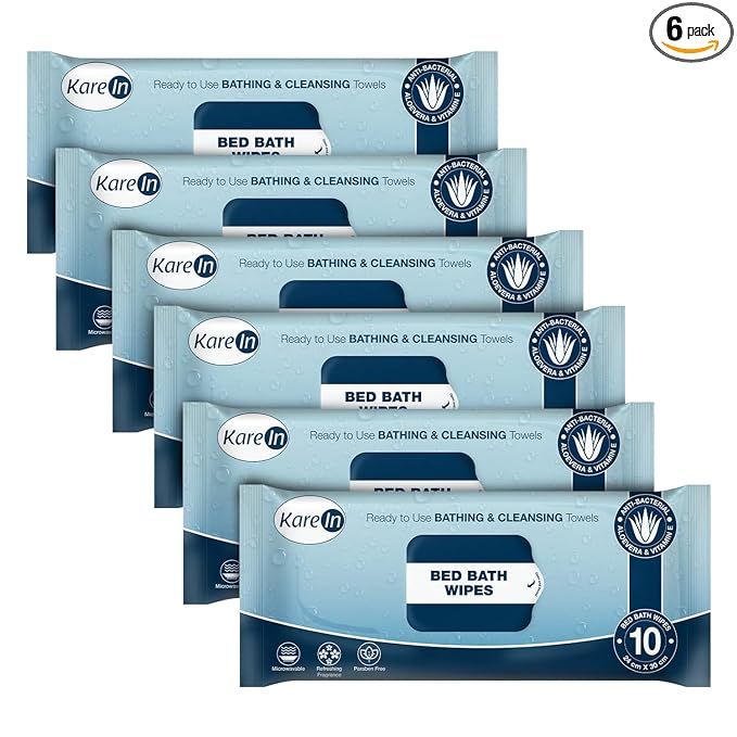 KareIn Bed Bath Wipes, Adult Wet Wipes, Adult Bath Wipes, Anti Bacterial, Ready To Use Cleansing Towels, Refreshing Sponge Bath Towel, For Men & Women