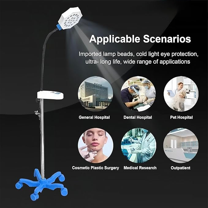 AUDITECH Hexa Shape LED O.T. Light Standing Spot Type Surgical Light - for Precise Inspection and Medical Procedures (21 LED Spotlight)