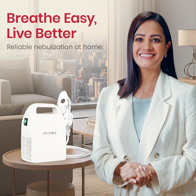 AGEasy ANTARA Nebuliser Machine for Adult and Kids with 2 Masks, 1 Mouthpiece & 5 Filters (White)