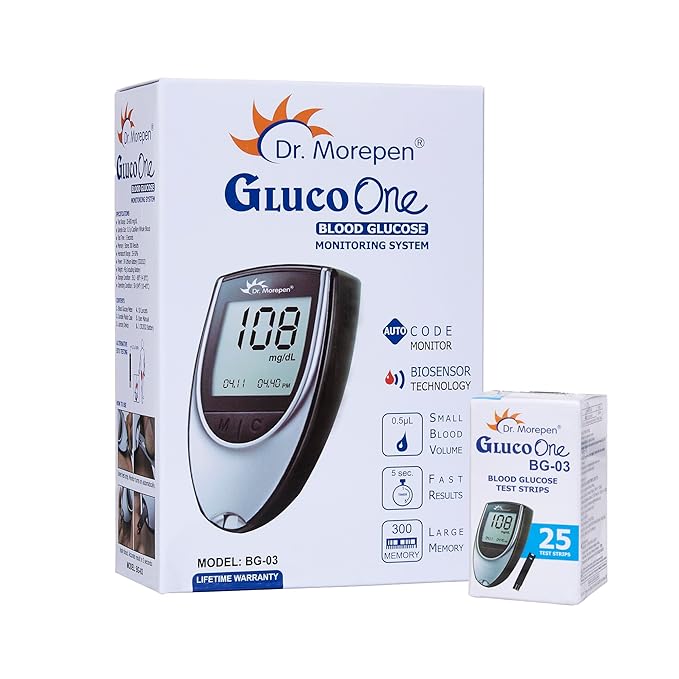 Dr.Morepen GlucoOne Blood Glucose Monitor Model BG 03 with free 25 Strips