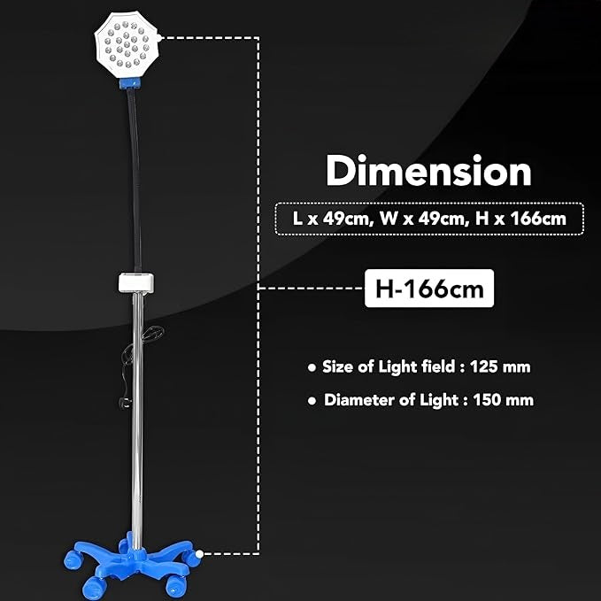 AUDITECH Hexa Shape LED O.T. Light Standing Spot Type Surgical Light - for Precise Inspection and Medical Procedures (21 LED Spotlight)