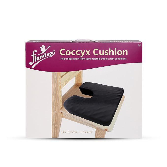 Flamingo Orthopedic Coccyx Pillow Tailbone Seat Cushion | Non-Slip High Density Memory Foam to Relieve Sciatica, Lumbar Back Pain Relief from Tailbone, Sciatica & Lower Back Chairs & car Seats | Soft