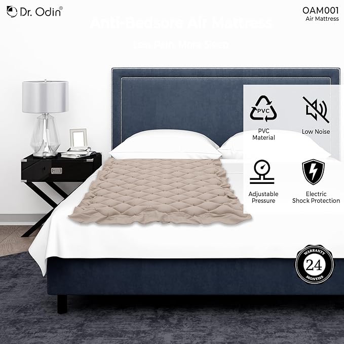 Dr. Odin OAM001 Anti-Decubitus Electric Portable Air Mattress | Back Support, Quick Inflation, Pressure Adjustment | Ideal for Bedridden Patients | 240x100x6
