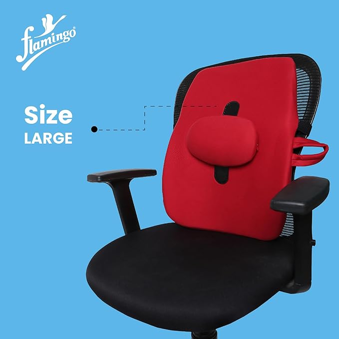 Flamingo Back Rest Support for Orthopedic Lumbar Support | Memory Foam Back Rest Cushion | Designed for Chairs, Car Seat | Improves Posture with Adjustable Seat Cushion