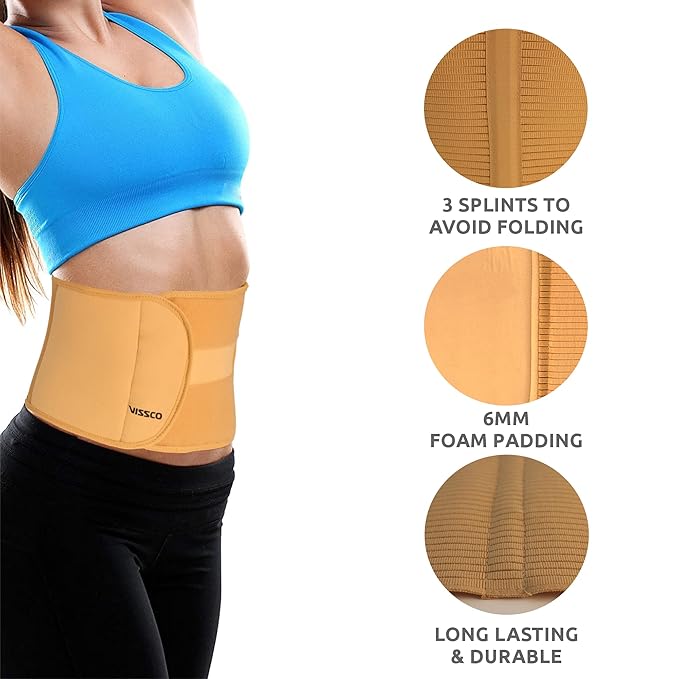 VISSCO Abdominal Belt (8 Inches), for Post Pregnancy Support, Helps the Weak Abdominal Muscles & Toning the Abdomen Muscles,Tummy Trimmer for Men & Women