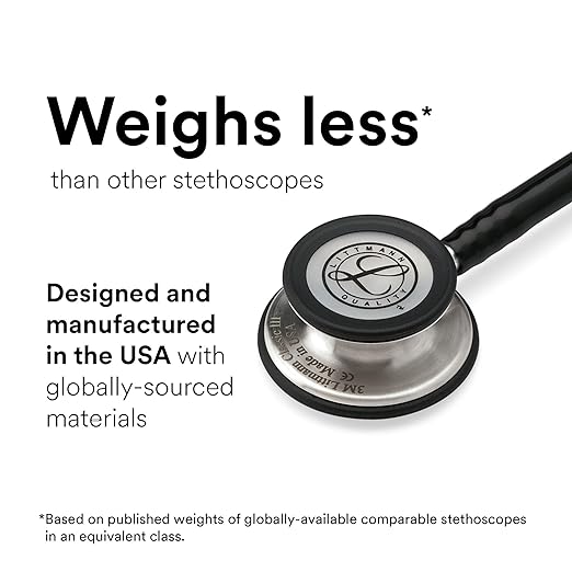 3M Littmann Classic III Monitoring Stethoscope (5620) - Stainless Steel Chestpiece Black Tube