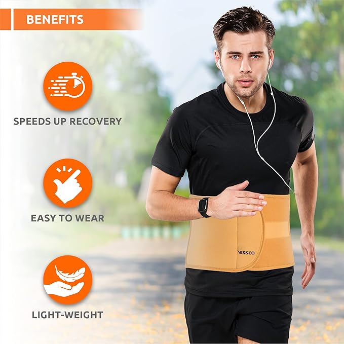 VISSCO Abdominal Belt (8 Inches), for Post Pregnancy Support, Helps the Weak Abdominal Muscles & Toning the Abdomen Muscles,Tummy Trimmer for Men & Women
