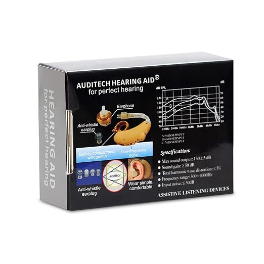 AUDITECH® BTE Sound Enhancement/Amplifier 'Star' Behind The Ear Hearing Aid For Upto 50% Hearing Loss