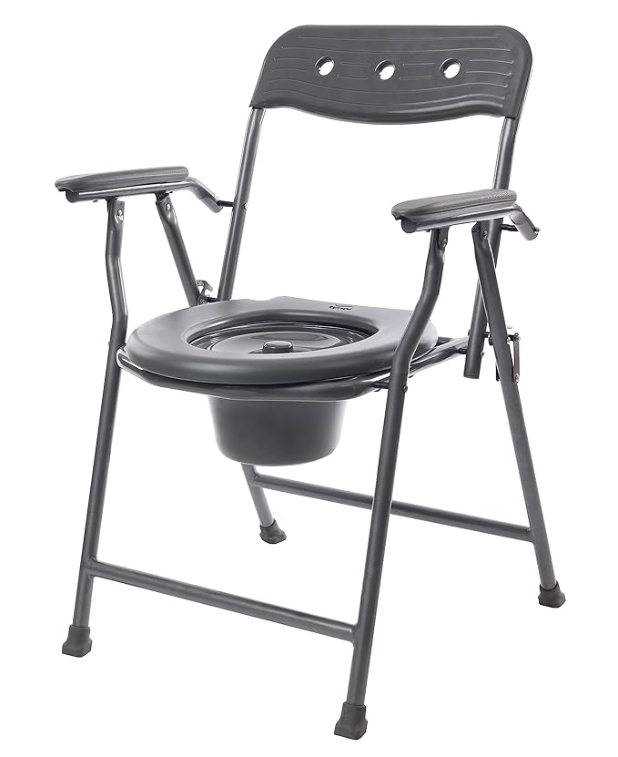 Tynor Commode Chair Ergo | Ergonomic Design for Comfort & Stability |Portable & Foldable Toilet Chair for Elderly & Disabled | Universal Size