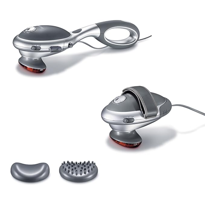 Beurer MG 70 Soothing for Full body with 2 Interchangeable Massage Attachments & 2 Function Levels,Infrared light, (Pack of 1), Battery Powered, Stress Relief Massager