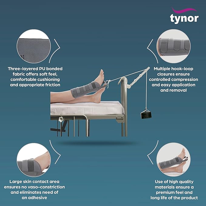 TYNOR Below Knee Leg Traction Brace, Grey