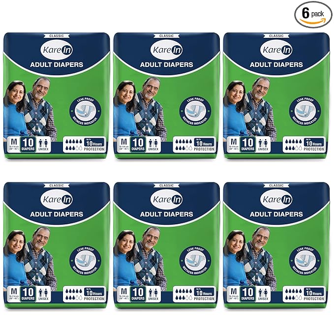 KareIn Classic Adult Diapers, Medium, Waist Size 76-114 Cm (30