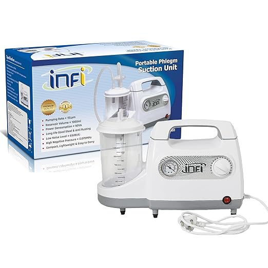 INFI Portable Phlegm Suction Machine For Patients With 1200ml Jar, Oil-Free Lubrication Pump, Suction Machine for Home Patient, Suction Apparatus for Hospital and Clinic for Medical Use