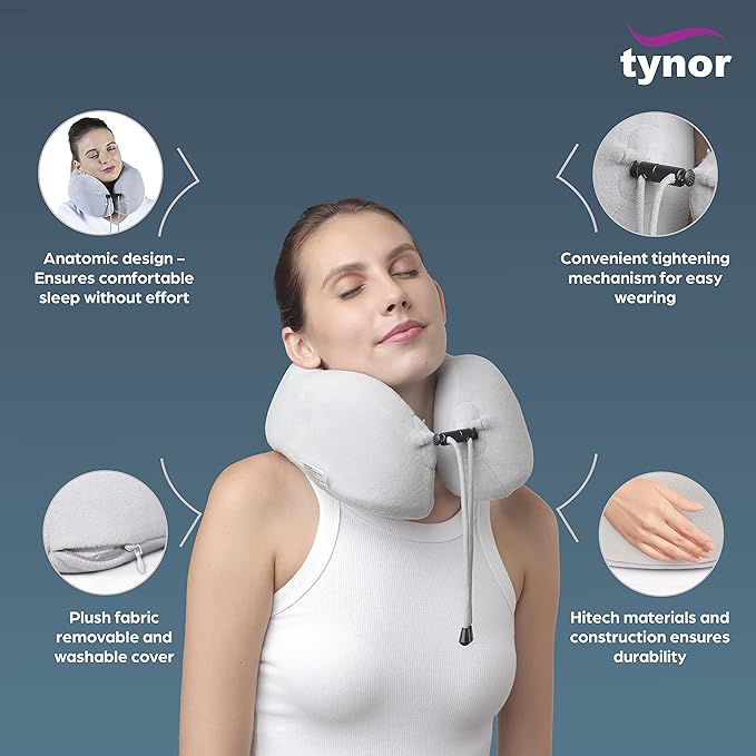 TYNOR Travel Neck Pillow for flight, car and bus travel support for neck
