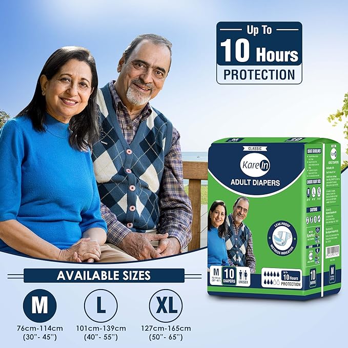KareIn Classic Adult Diapers, Medium, Waist Size 76-114 Cm (30