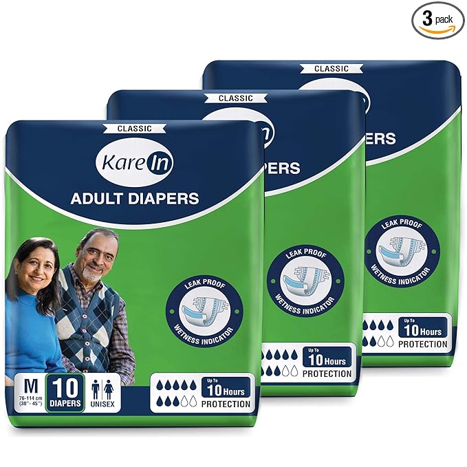 KareIn Classic Adult Diapers, Medium, Waist Size 76-114 Cm (30