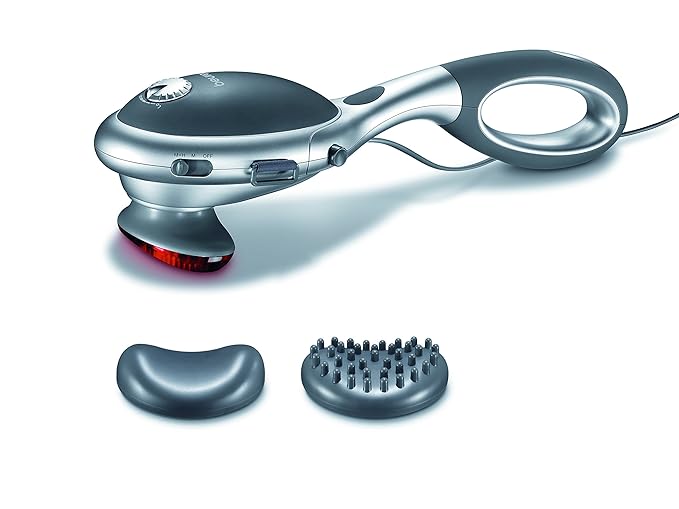 Beurer MG 70 Soothing for Full body with 2 Interchangeable Massage Attachments & 2 Function Levels,Infrared light, (Pack of 1), Battery Powered, Stress Relief Massager