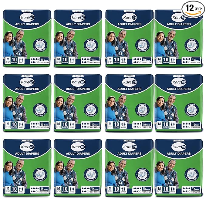 KareIn Classic Adult Diapers, Medium, Waist Size 76-114 Cm (30