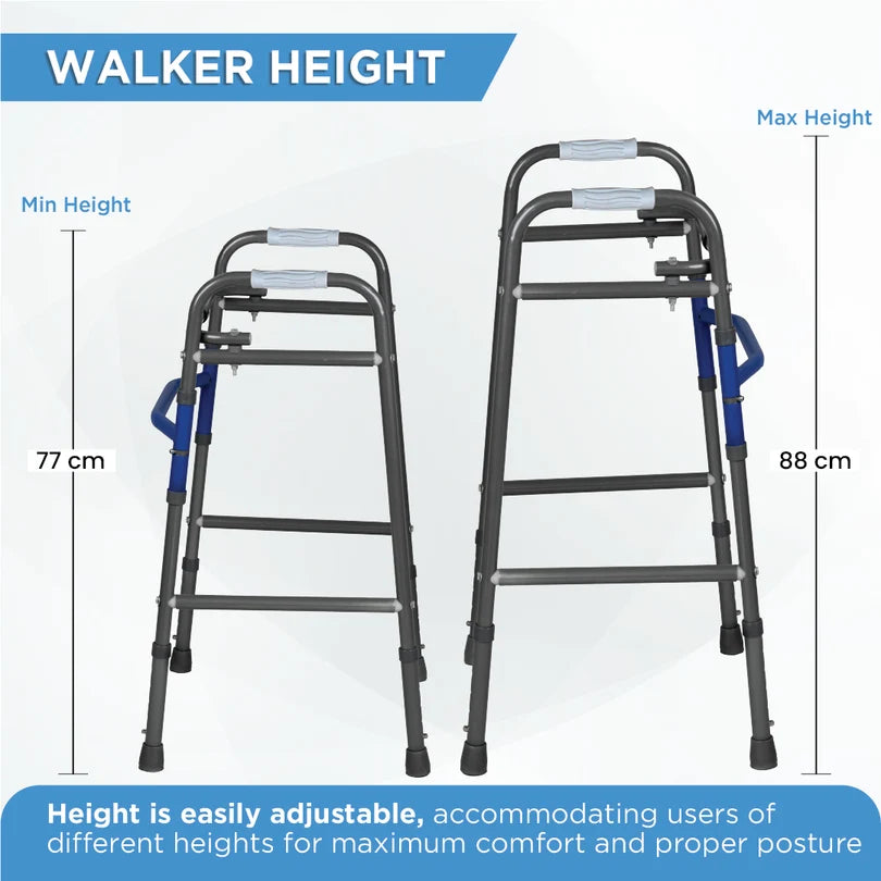 Vissco Medipedic Double Bar Walker with Push-Clip Folding