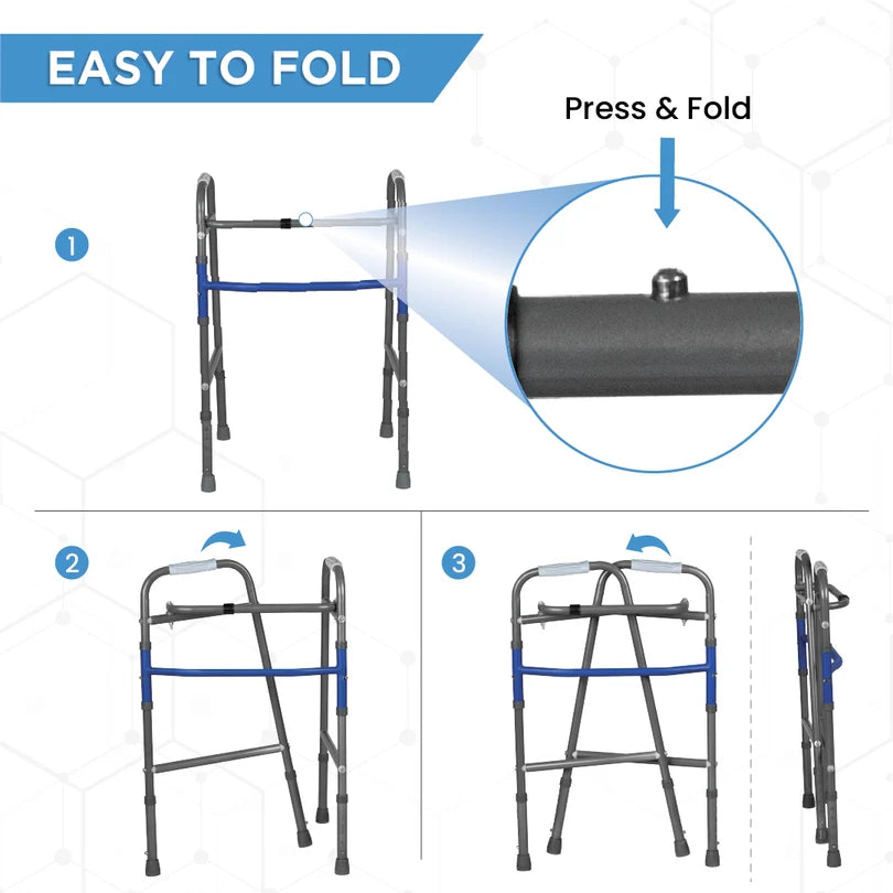 Vissco Medipedic Double Bar Walker with Push-Clip Folding