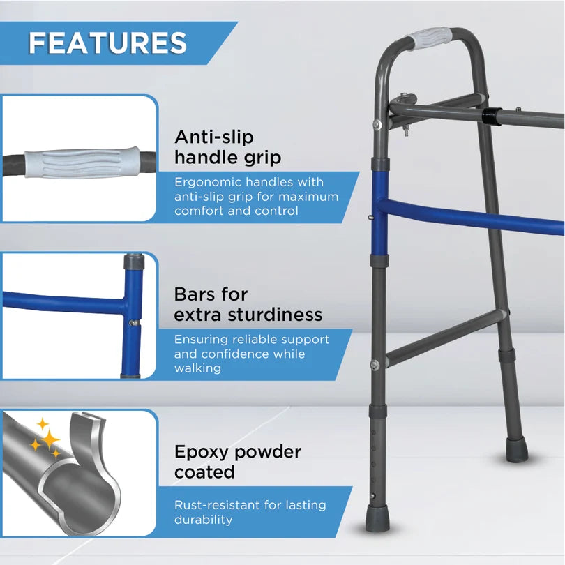 Vissco Medipedic Double Bar Walker with Push-Clip Folding