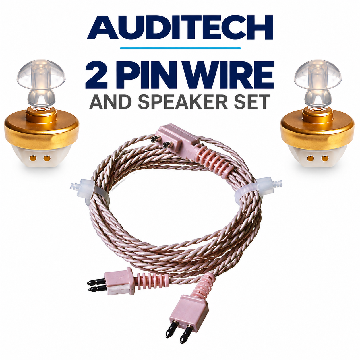 AUDITECH 2 Pin Hearing Aid wire and speaker for pocket model hearing aids (spare parts kit)