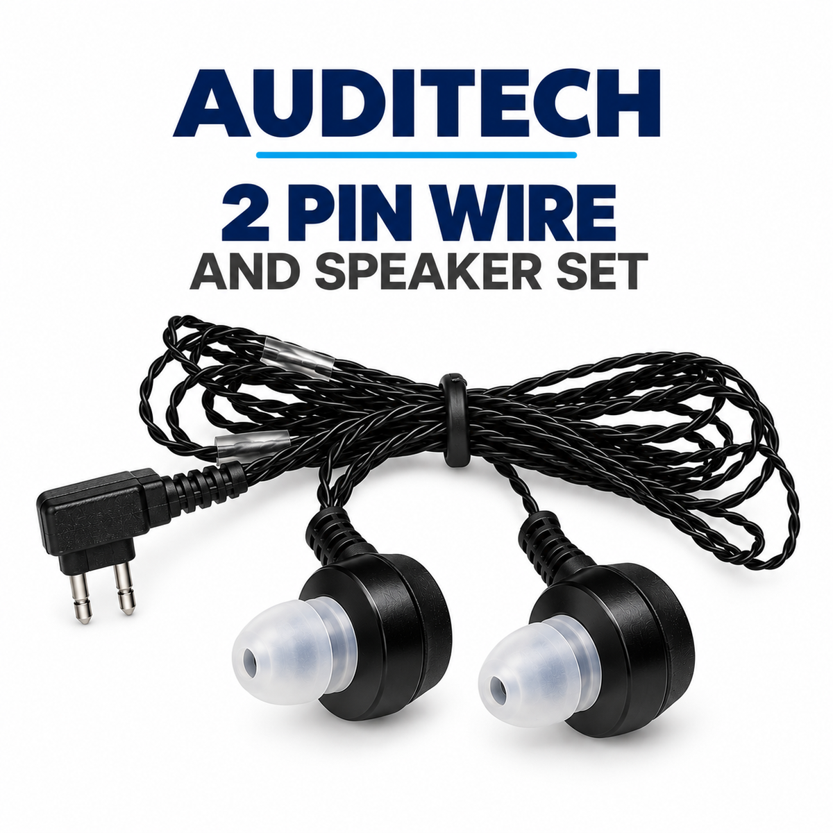 AUDITECH 2 Pin Hearing Aid wire and speaker for pocket model hearing aids (spare parts kit)