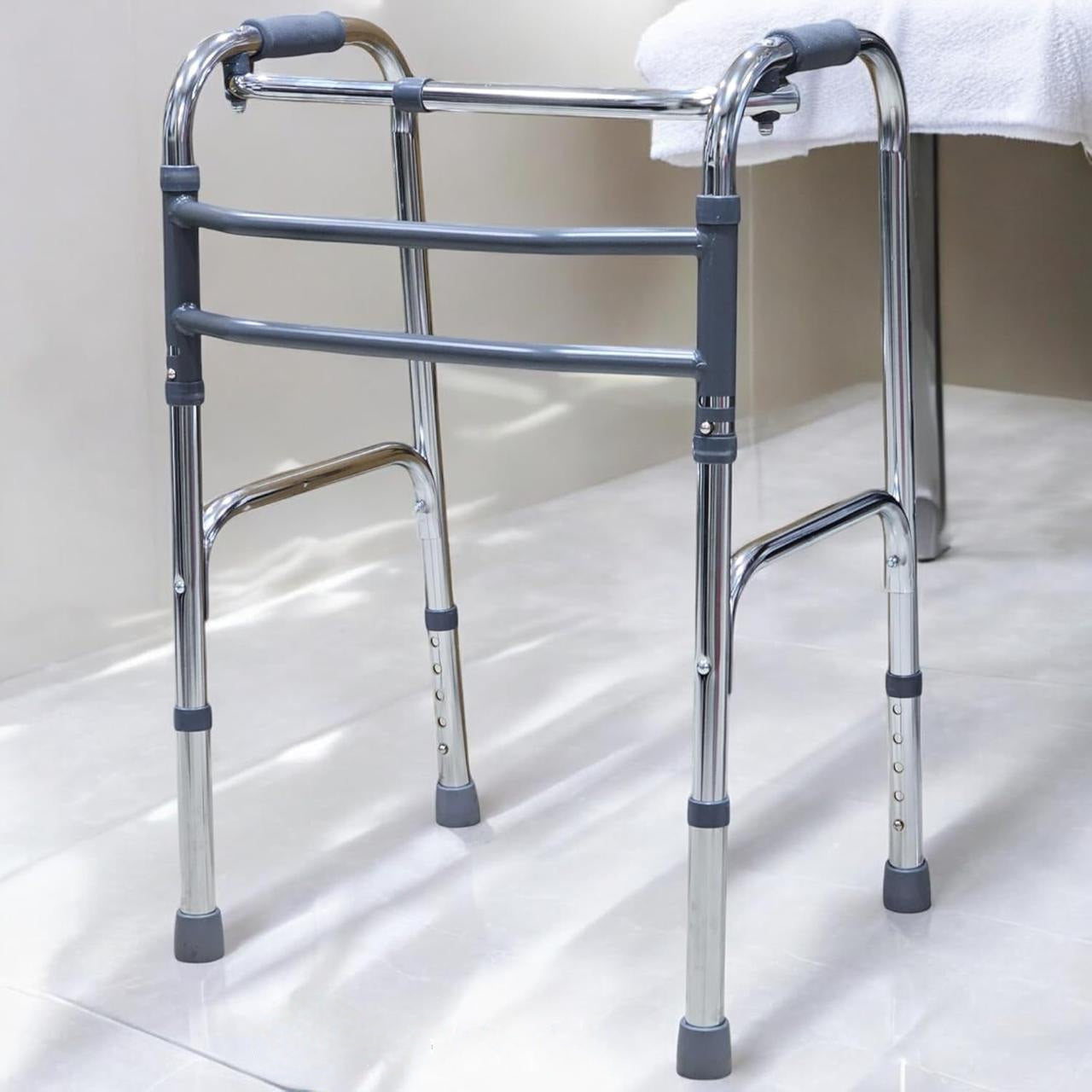 AUDITECH chrome finish foldable walker for adults (reciprocal movement)