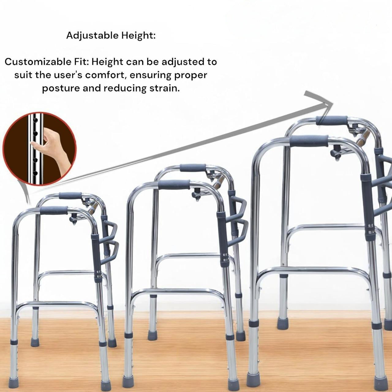 AUDITECH chrome finish foldable walker for adults (reciprocal movement)
