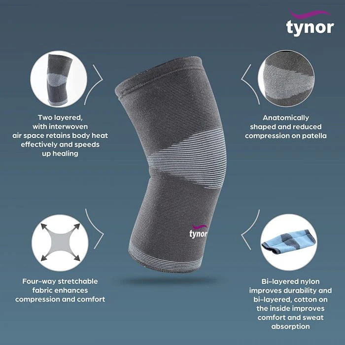 TYNOR Knee Cap (Comfeel) mild support nylon exterior premium knee cap for men and women