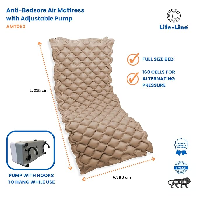 Life LINE Anti-Decubitus Air Mattress with Pump | Alternating Pressure Air Bed for Bed Sore Prevention