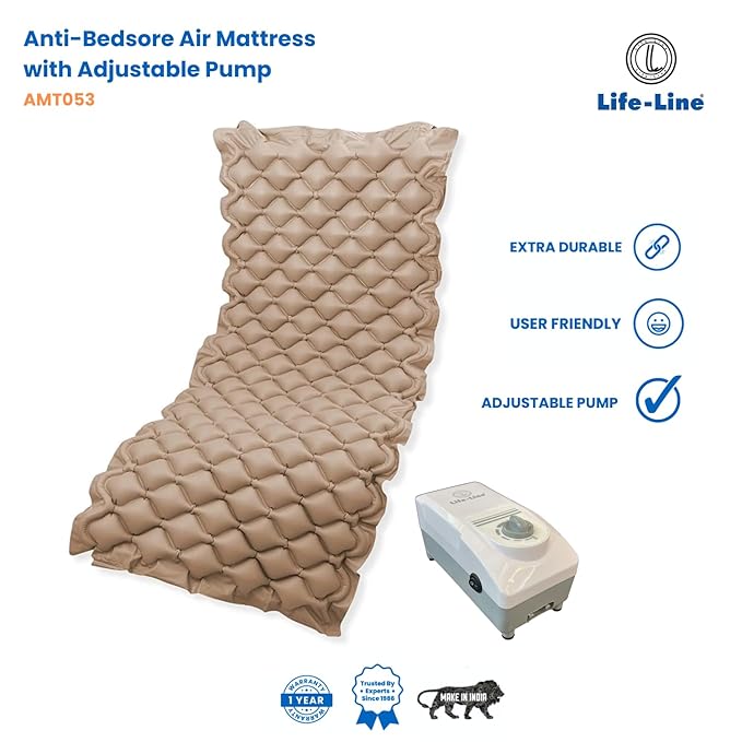 Life LINE Anti-Decubitus Air Mattress with Pump | Alternating Pressure Air Bed for Bed Sore Prevention