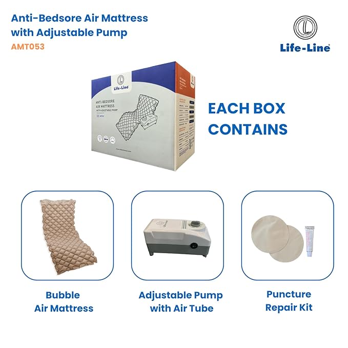 Life LINE Anti-Decubitus Air Mattress with Pump | Alternating Pressure Air Bed for Bed Sore Prevention