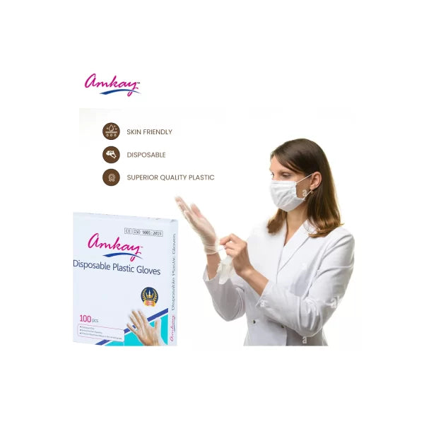 Amkay Disposable Plastic Gloves 11″ X 12″
