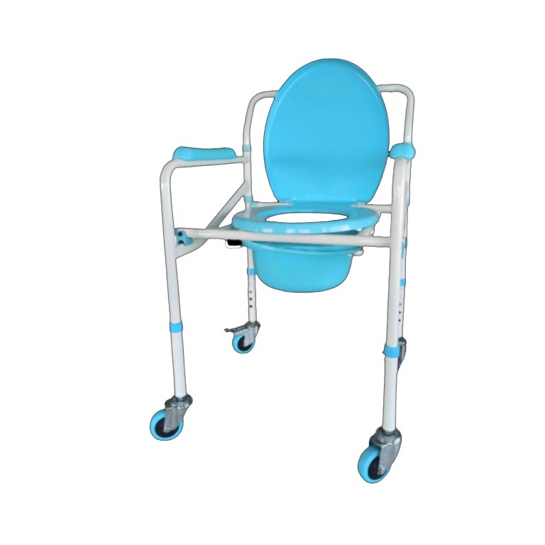 KARMA Aqua 5 commode chair with wheels and brakes, height adjustable portable chair for elderly and handicap people for all ages (unisex)