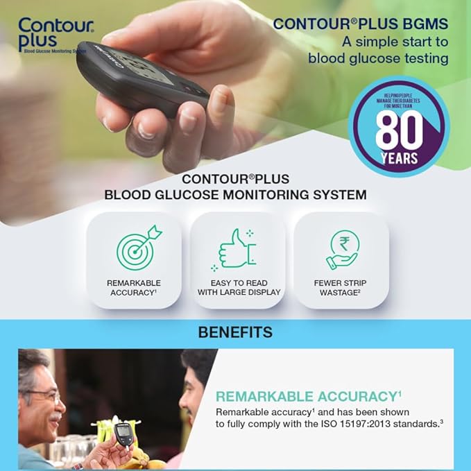 BAYER Contour Plus Blood Glucose Monitoring device with 25 free test strips.