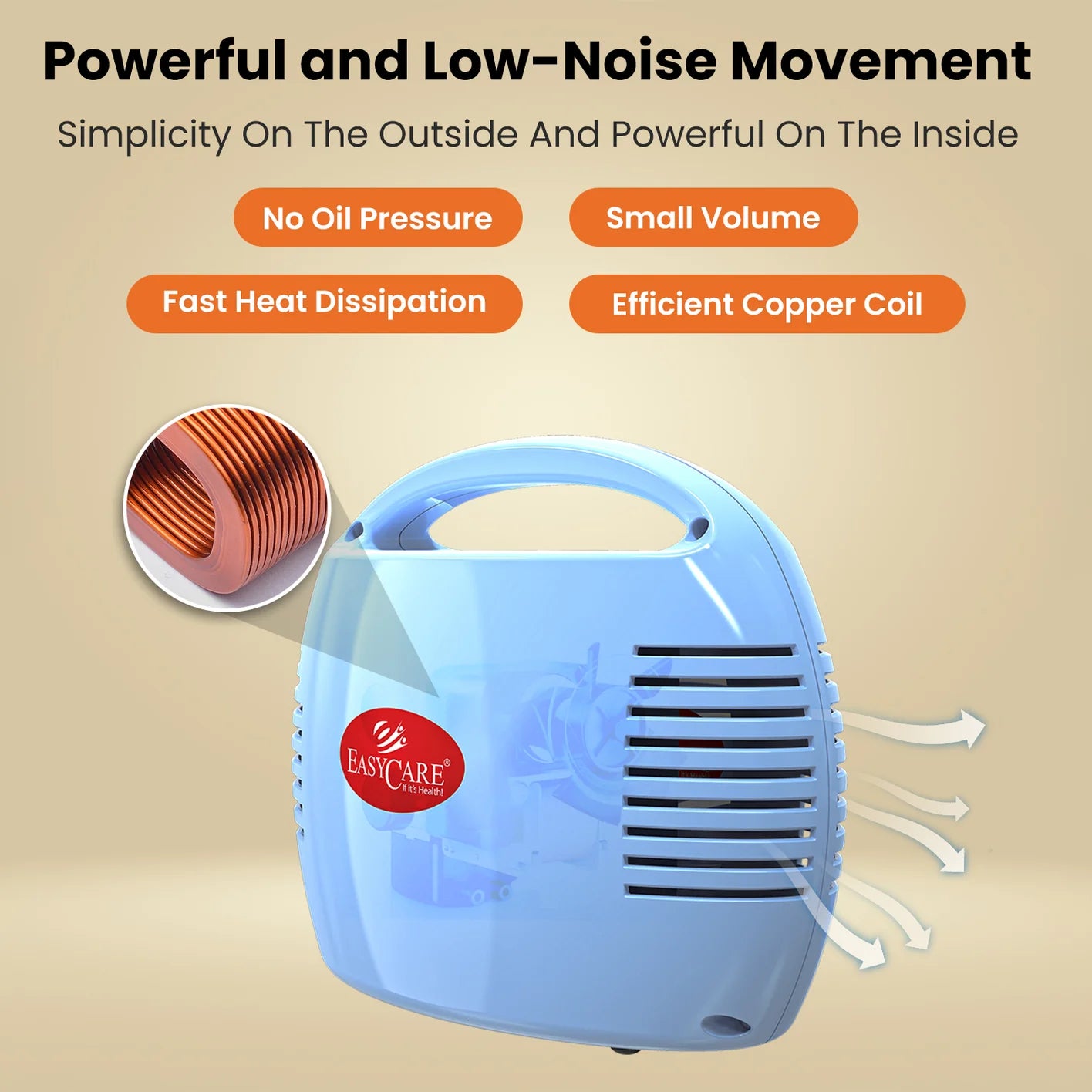EASYCARE (EC7022) Compact Nebulizer Machine and Portable Respiratory Therapy Device for Fast and Effective Relief -Made In India (1 Year Warranty)