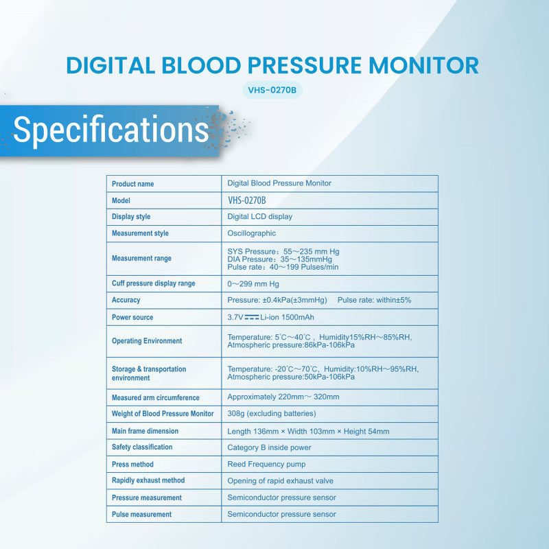Perfecxa VHS-270B digital blood pressure monitor with extra large LCD display