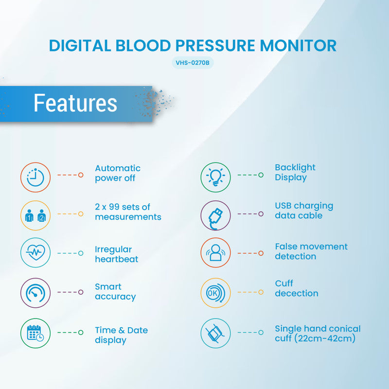 Perfecxa VHS-270B digital blood pressure monitor with extra large LCD display