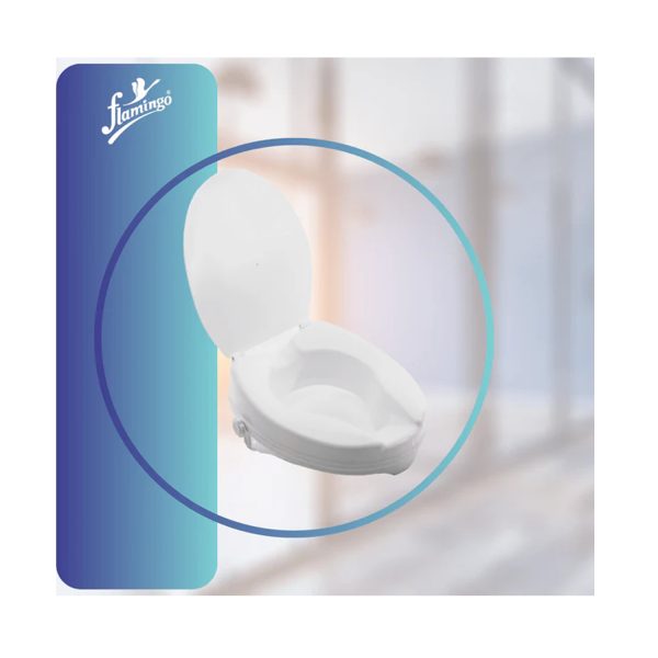 Flamingo Classic Elevated Commode Seat Extension (4 inch height raiser) (with cover lid)