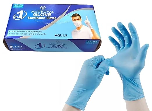 MEDROYAL NO.1 GLOVE Nitrile Gloves Surgical (100 Pcs, Blue, Medium)